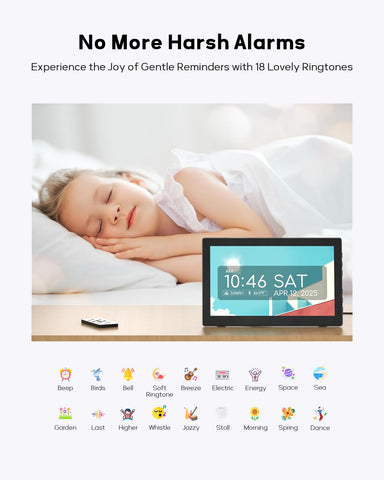 Mesqool clock remote control lets you adjust settings from a chair.
