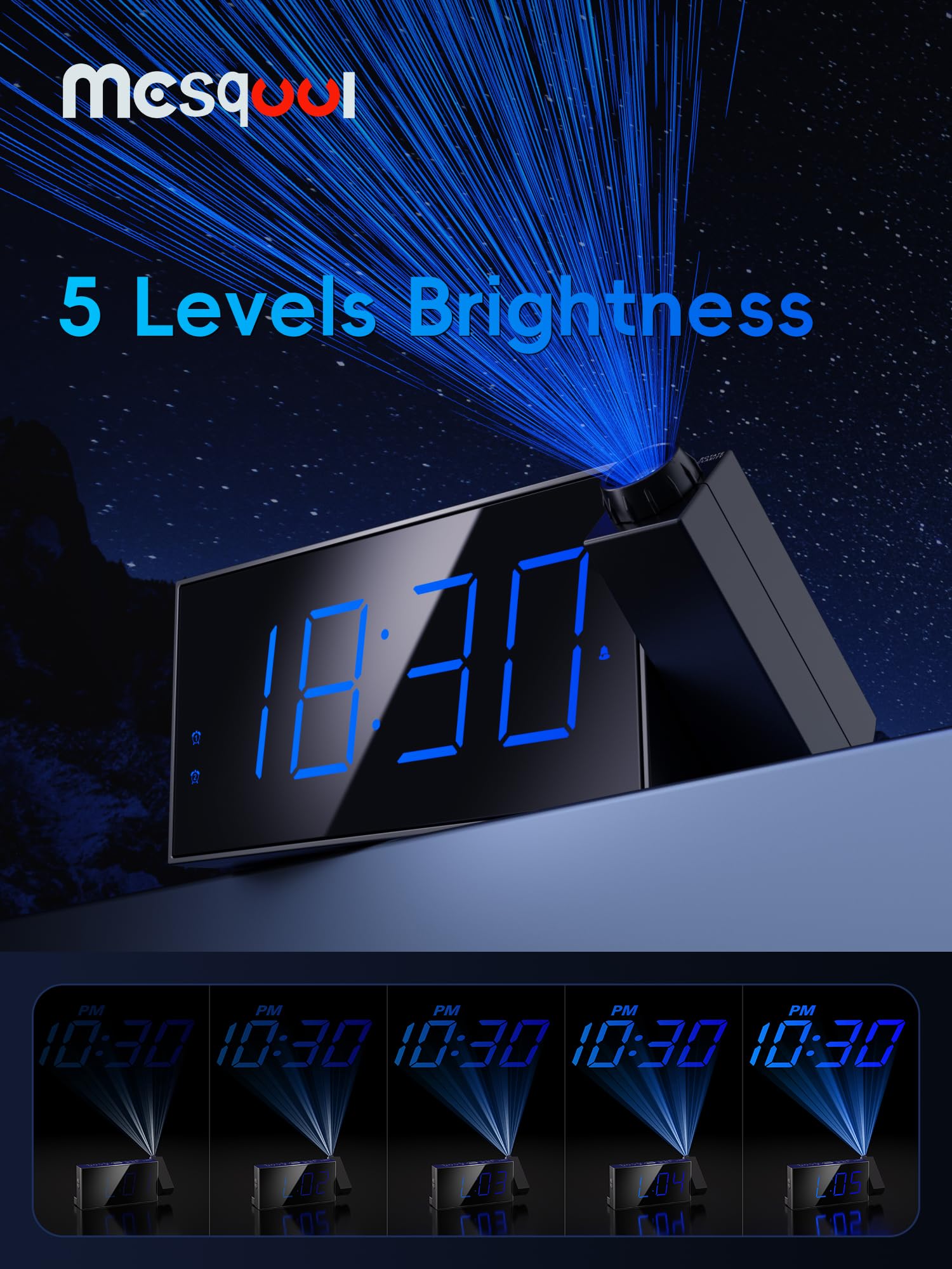 Mesqool dual alarms with a convenient snooze.