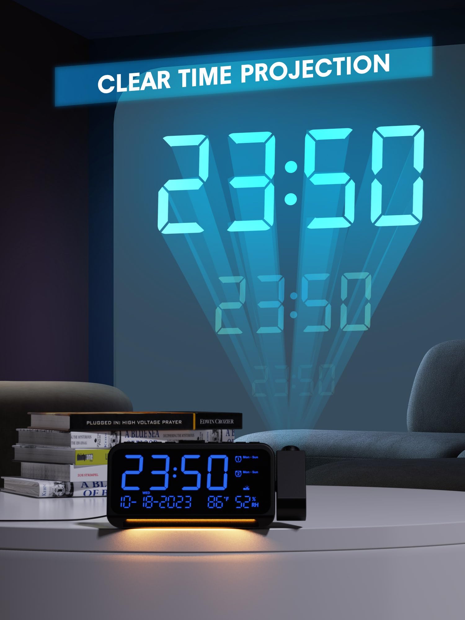 Mesqool large LED digits provide quick readability on a wall or ceiling.