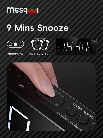 Mesqool memory backup preserves time and alarm settings during power outages.