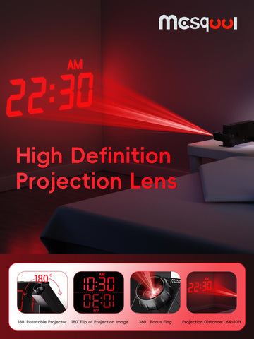 Mesqool projection alarm clock 7-inch LED display easy to read across the room