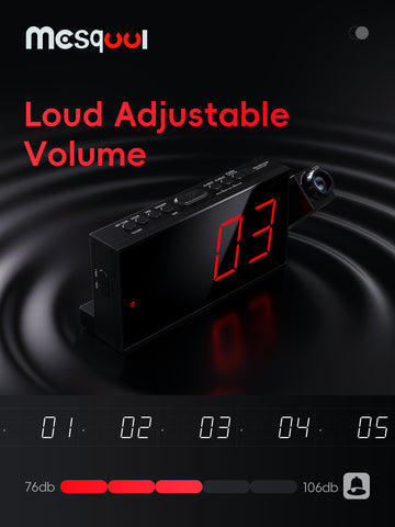 Mesqool projection alarm clock convenient snooze in central location