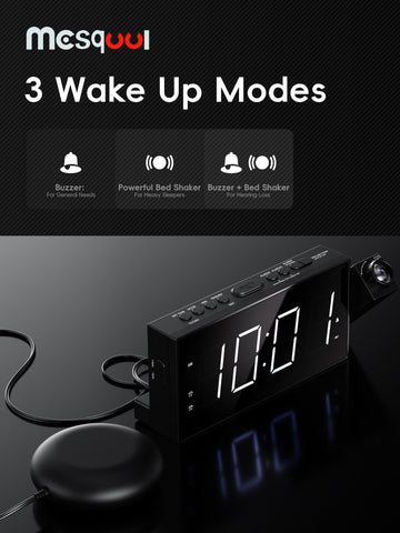 Mesqool projection clock USB charger powering devices overnight
