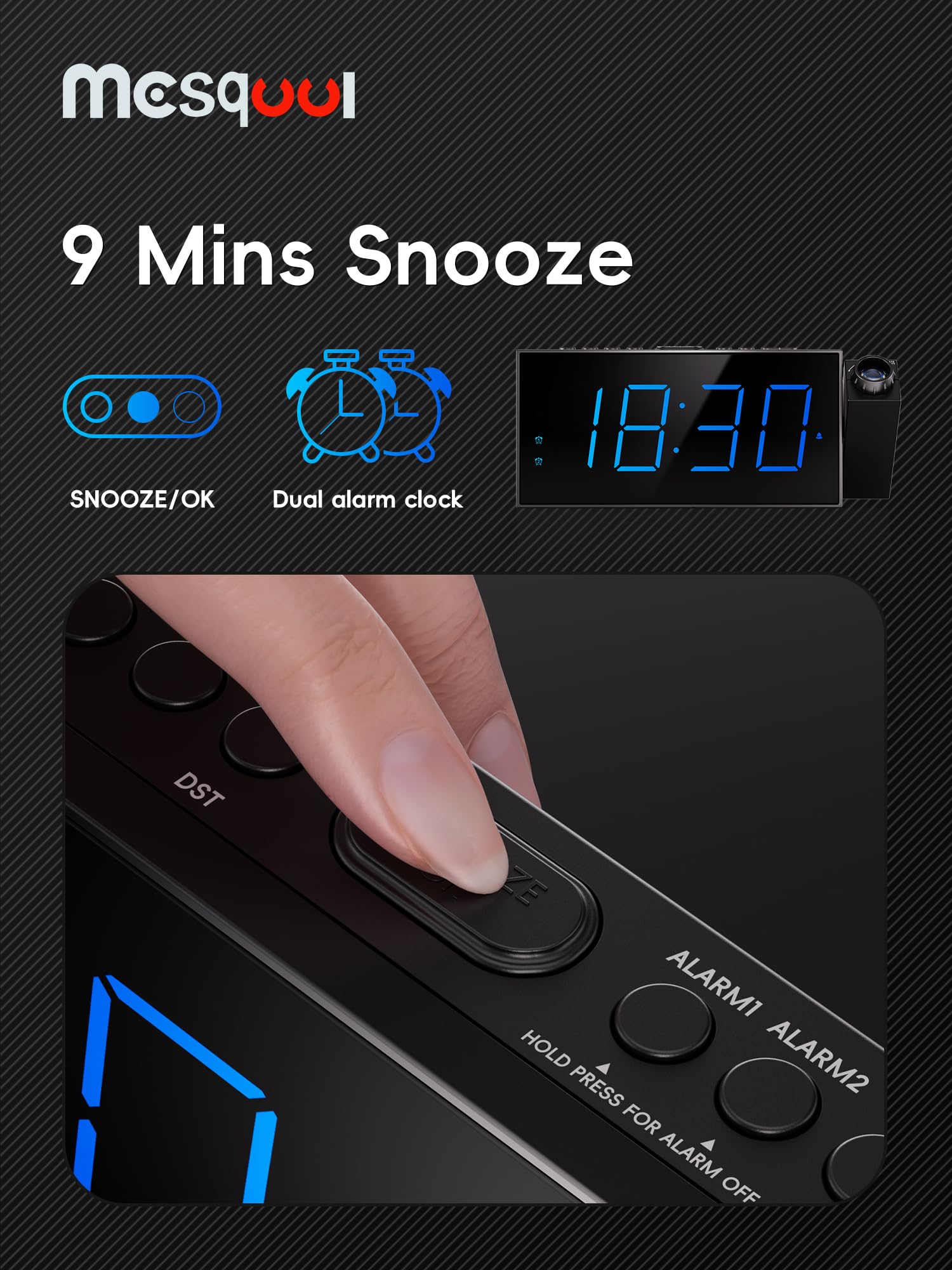 Mesqool built-in USB charger for overnight device power.
