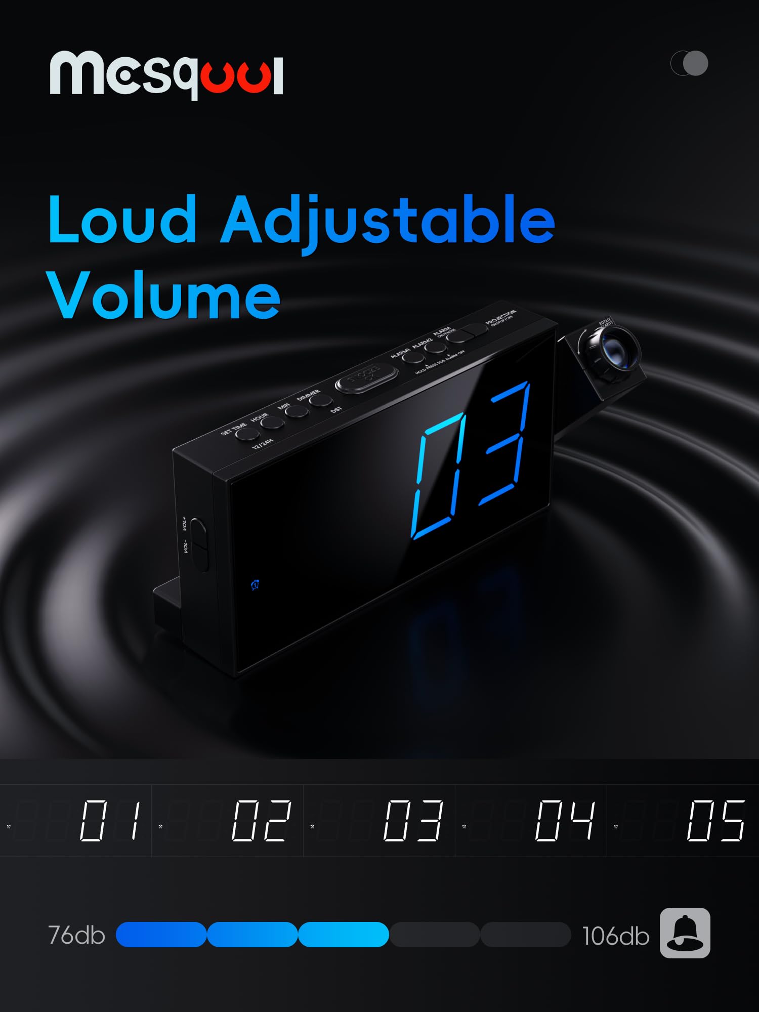 USB charging port on Mesqool clock for devices
