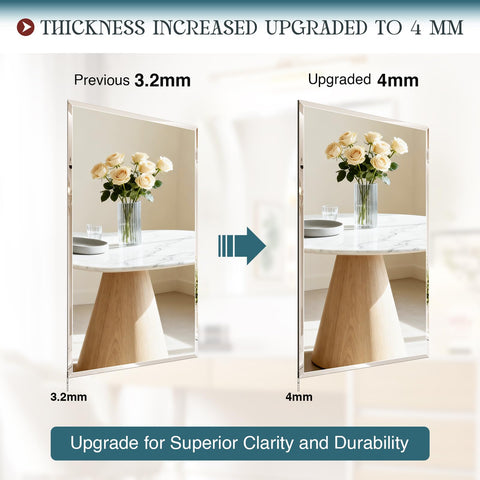 Mestikits frameless mirror mounted vertically to maximize small bathrooms.