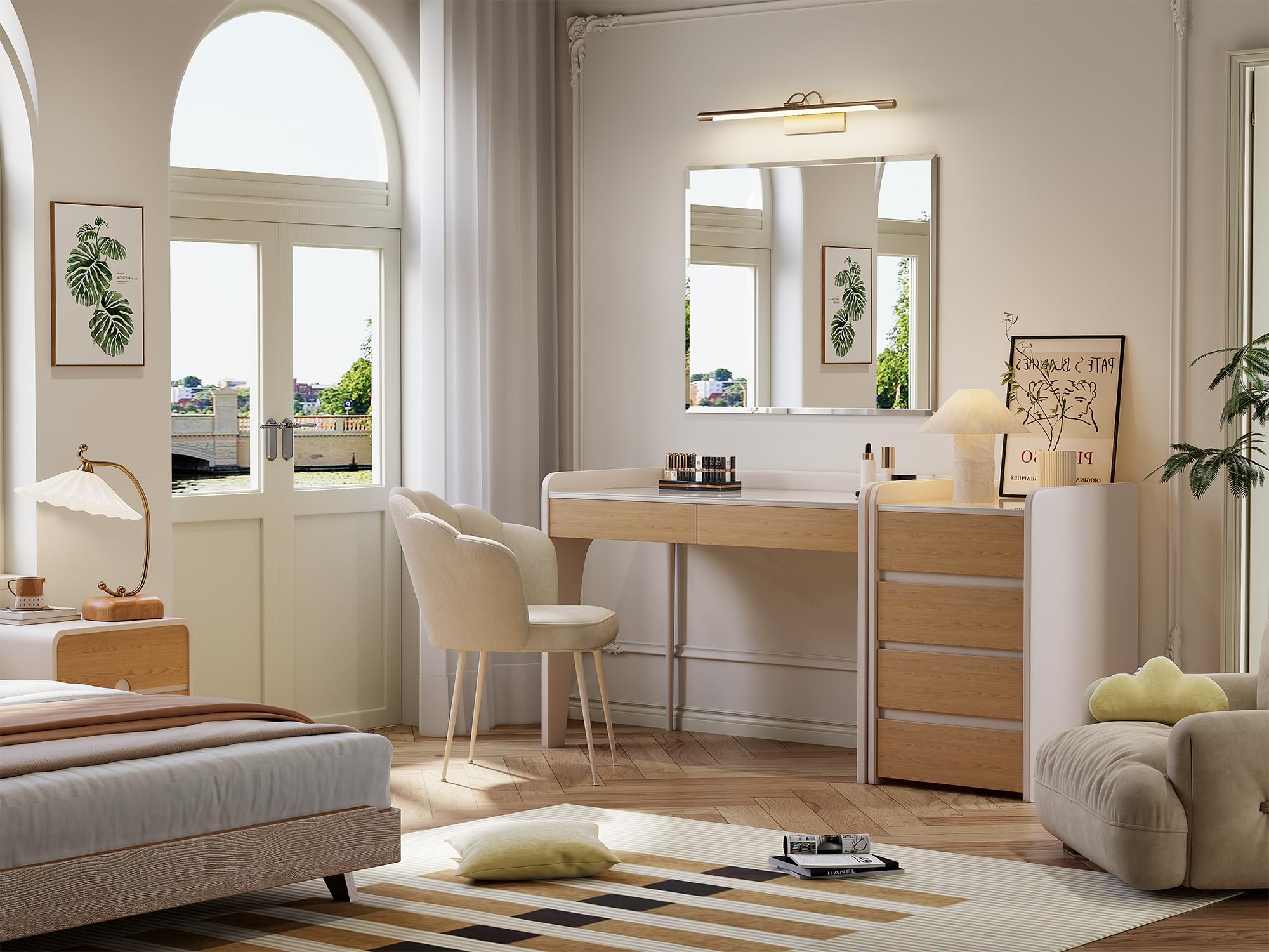Mestikits frameless wall-mount mirror during installation for flexible orientation.