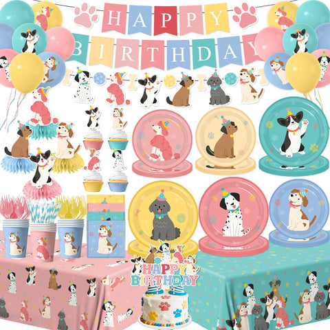 Meuqeaju dog theme banner image adds festive retro vibes to your puppy party