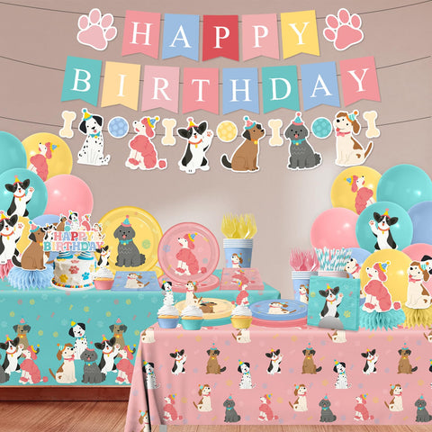 Meuqeaju puppy birthday dessert plates 7inch colorful and convenient