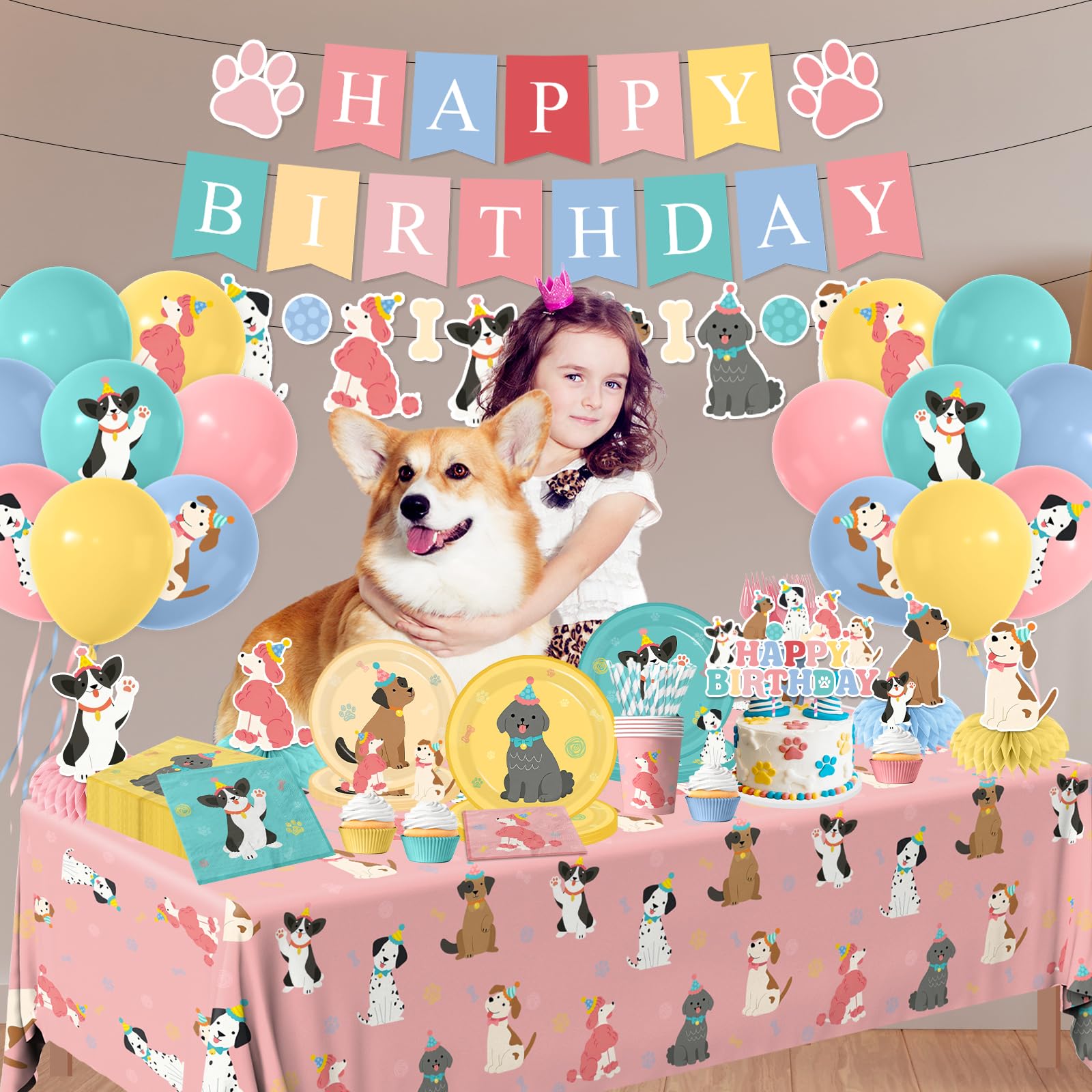 Meuqeaju puppy birthday plates 9inch sturdy disposable for quick cleanup