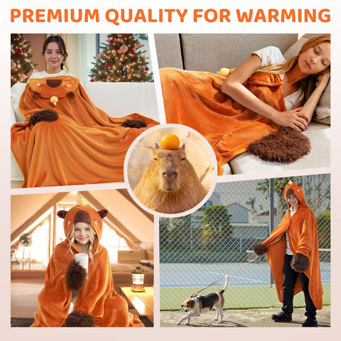 Mewaii oversized capybara hoodie provides hands-free movement for daily routines.