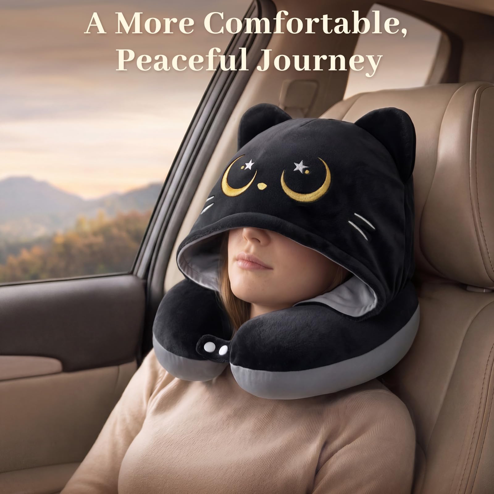 Mewaii memory foam pillow contours to the neck for long flights