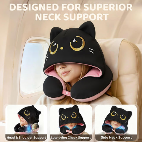 Memory foam core adapts to your neck for gentle support on long flights.