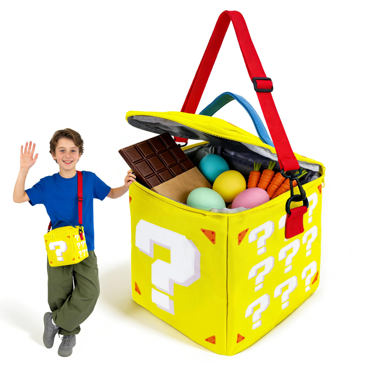 Mewcho Easter Basket bag main compartment for organized storage and easy access.