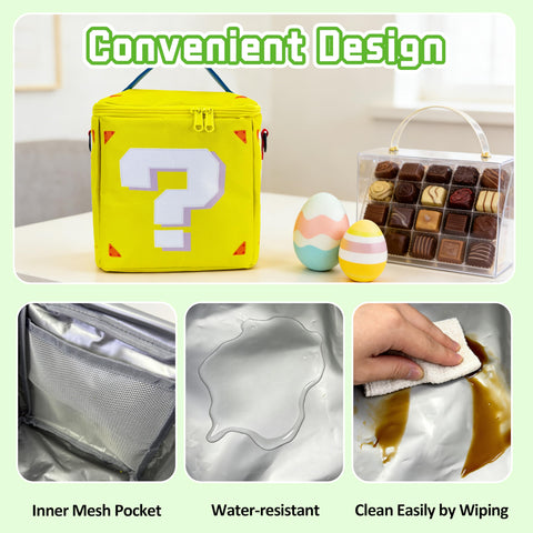 Mewcho Easter Basket bag wide-opening zippers for quick access.