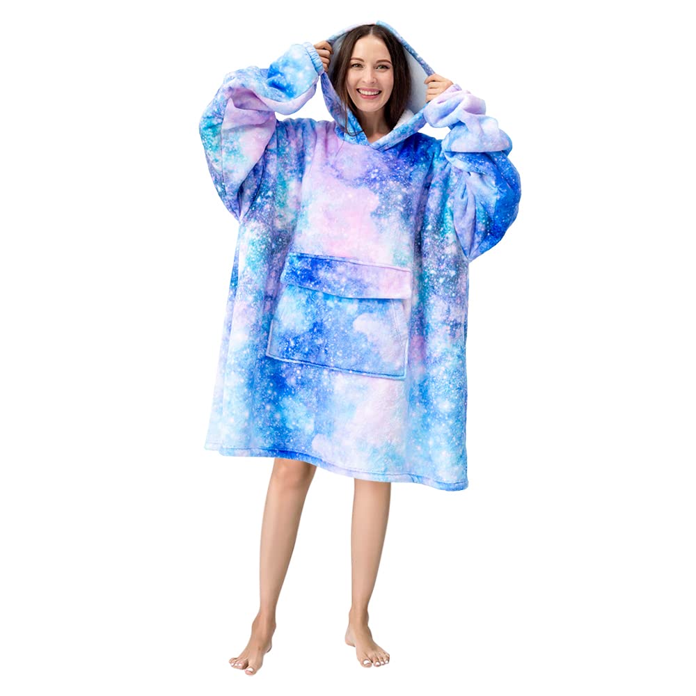 Mewkou Galaxy wearable blanket hoodie side view for versatile wear