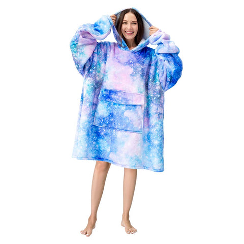 Mewkou Galaxy wearable blanket hoodie side view for versatile wear