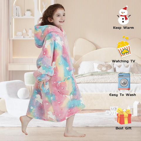 Mewkou plush sherpa and flannel blanket hoodie for cozy warmth.