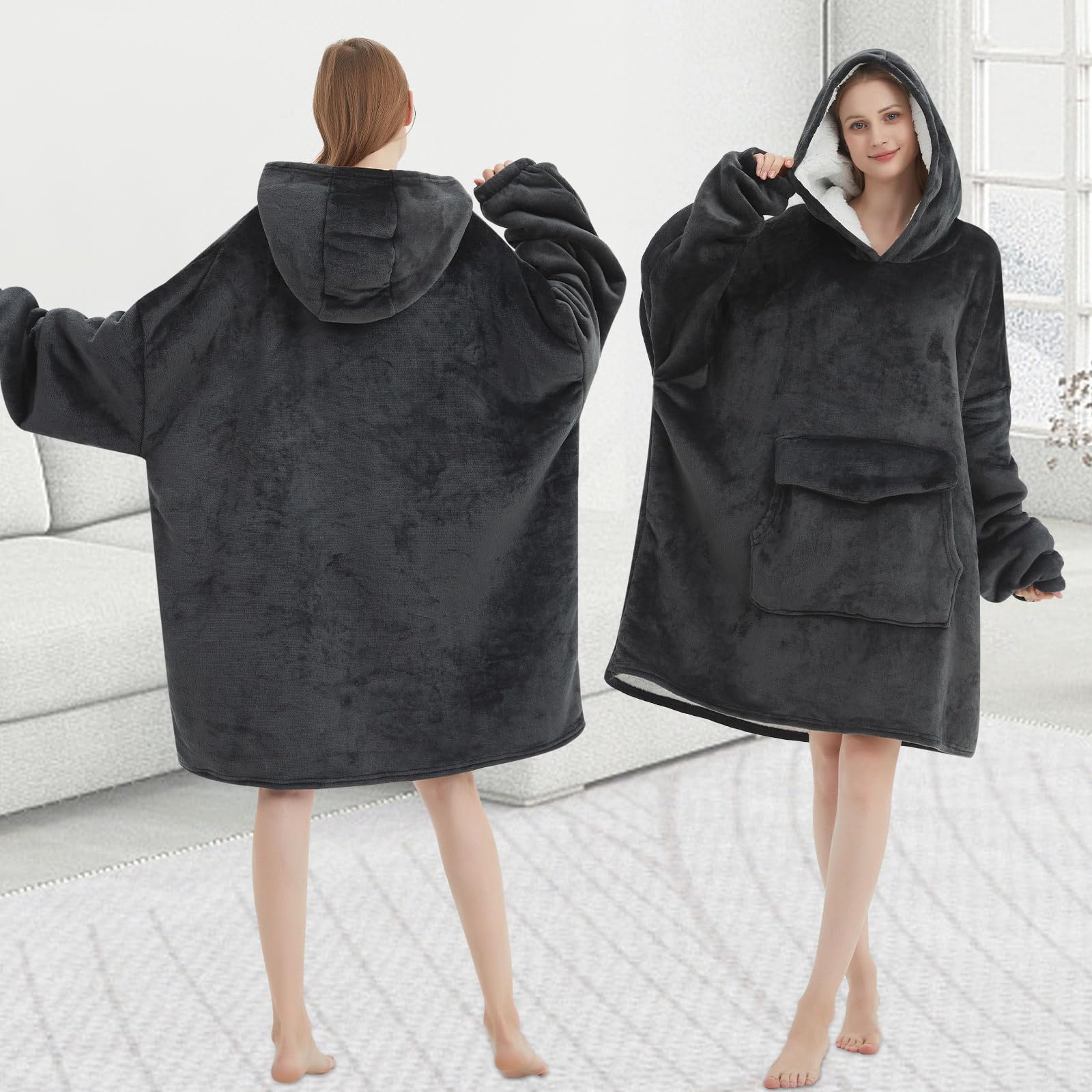 Mewkou wearable blanket hoodie cozy lounge setup for at-home relaxation.