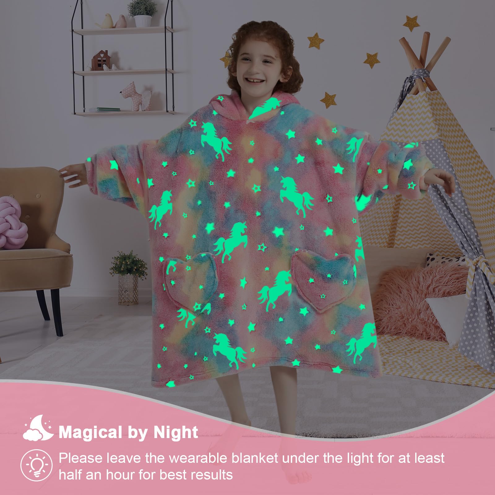 Mewkou wearable blanket hoodie with roomy pockets for snacks and hands warm.