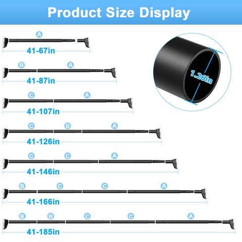 MEXAU carbon steel rod with 1.26 inch diameter supports heavy fabrics.
