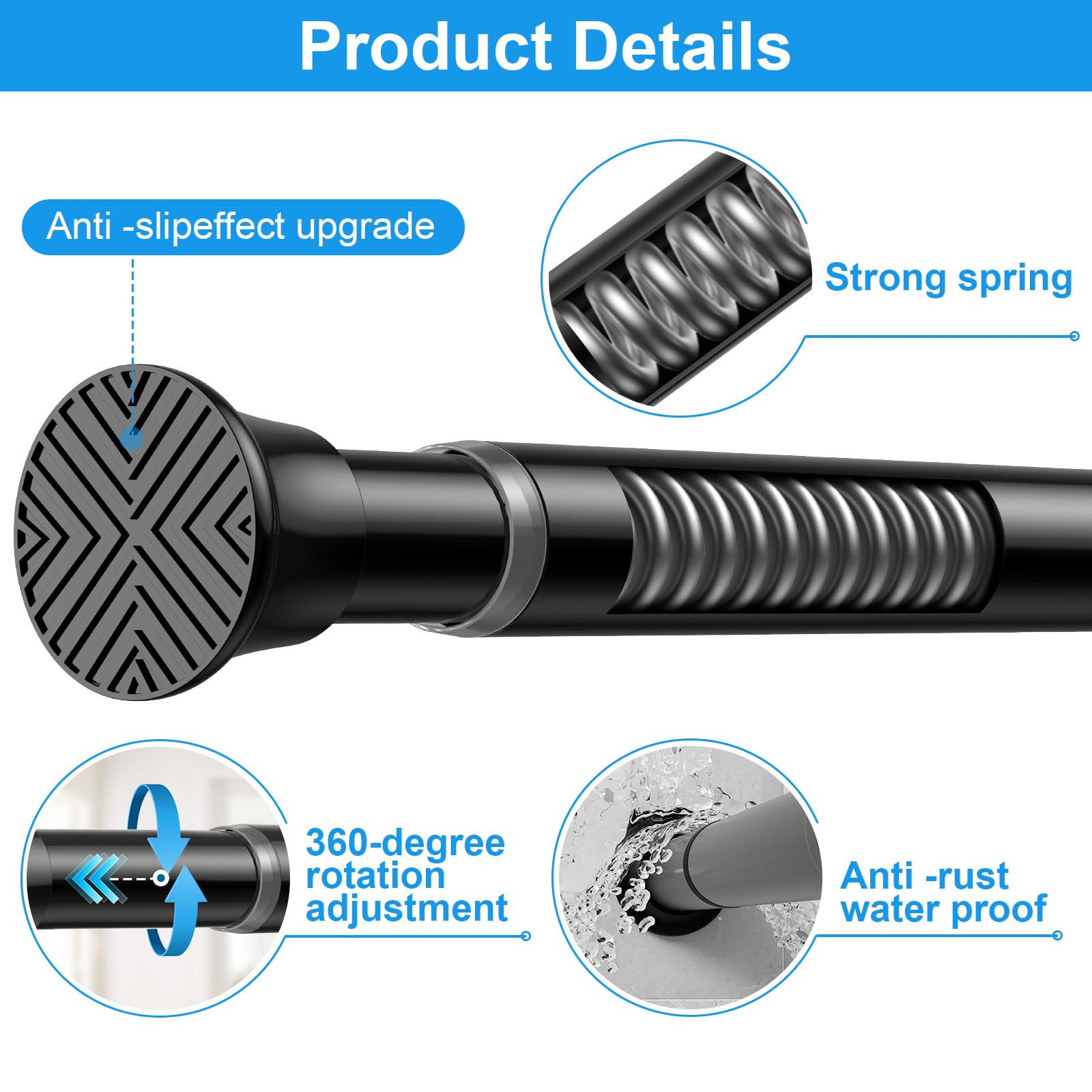 MEXAU anti-slip end caps keep the rod stable during daily use.
