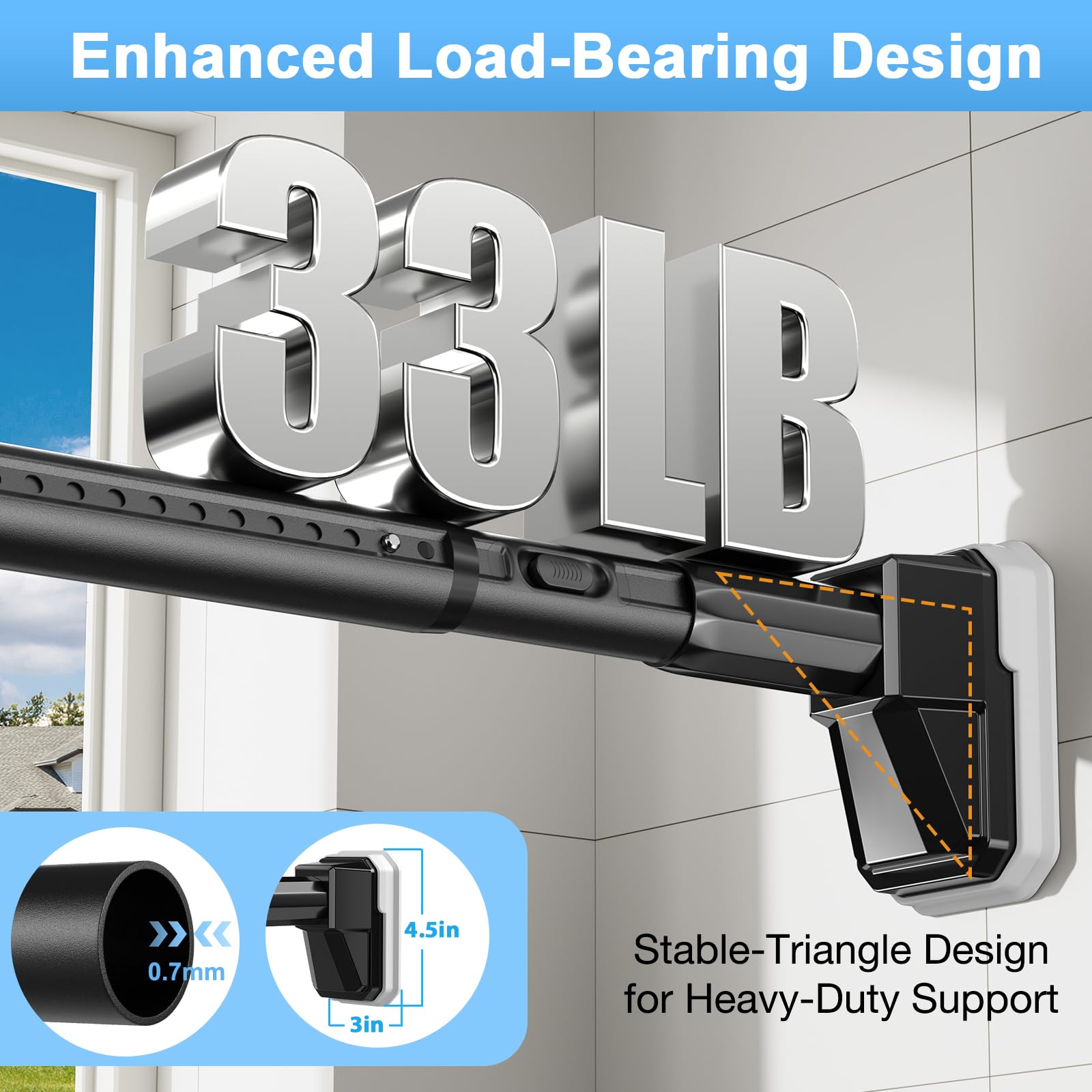 MEXAU rust-resistant black finish resists humidity indoors and outdoors.