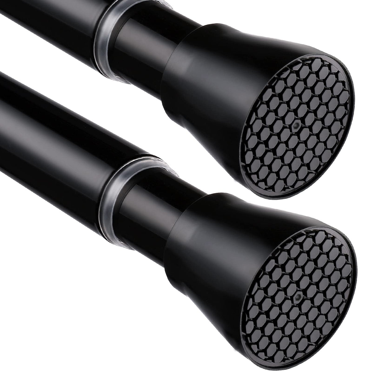 MEXAU black tension curtain rod 28–48 in, secure twist-fit for windows and doors