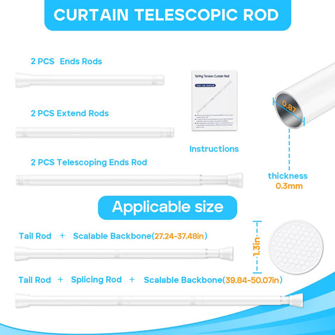 MEXAU curtain rod with telescopic range demonstrates versatile width adjustment for many windows.