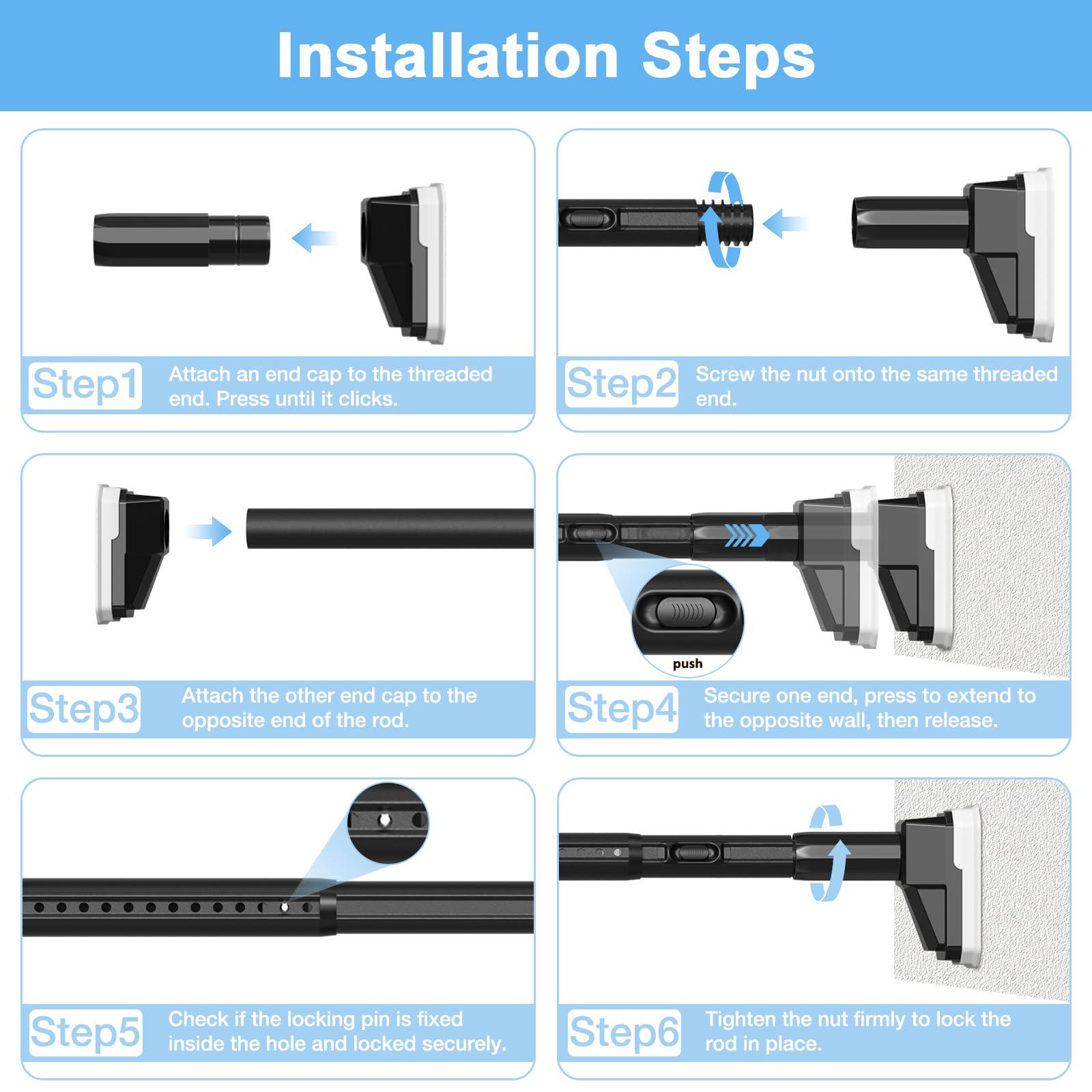 MEXAU no-drill setup protects walls while providing flexible arrangement.