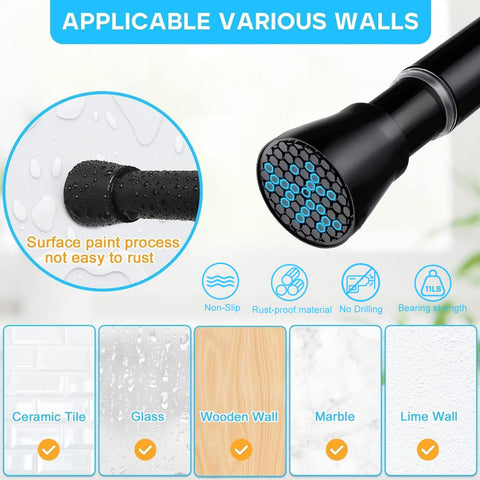MEXAU no-drill installation, twist to extend on glass or tile