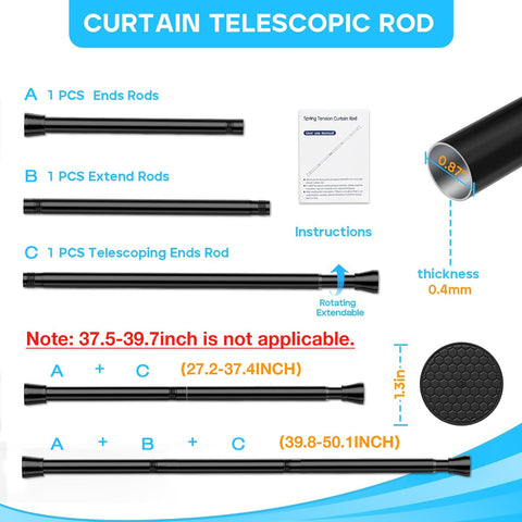 MEXAU shower curtain rod 7/8 in, easy no-drill setup