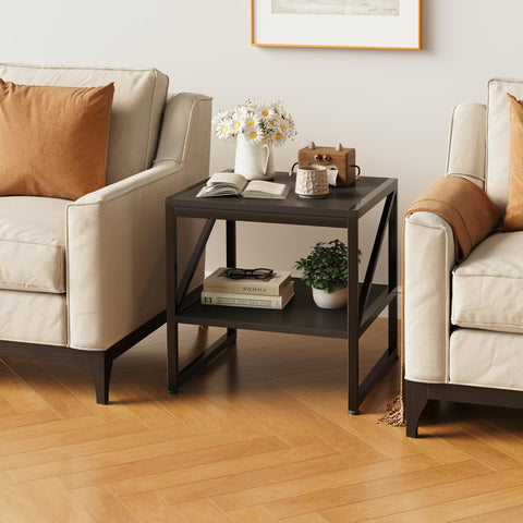 Mexin end table 20x20-inch design demonstrates reinforced frame for heavy items.