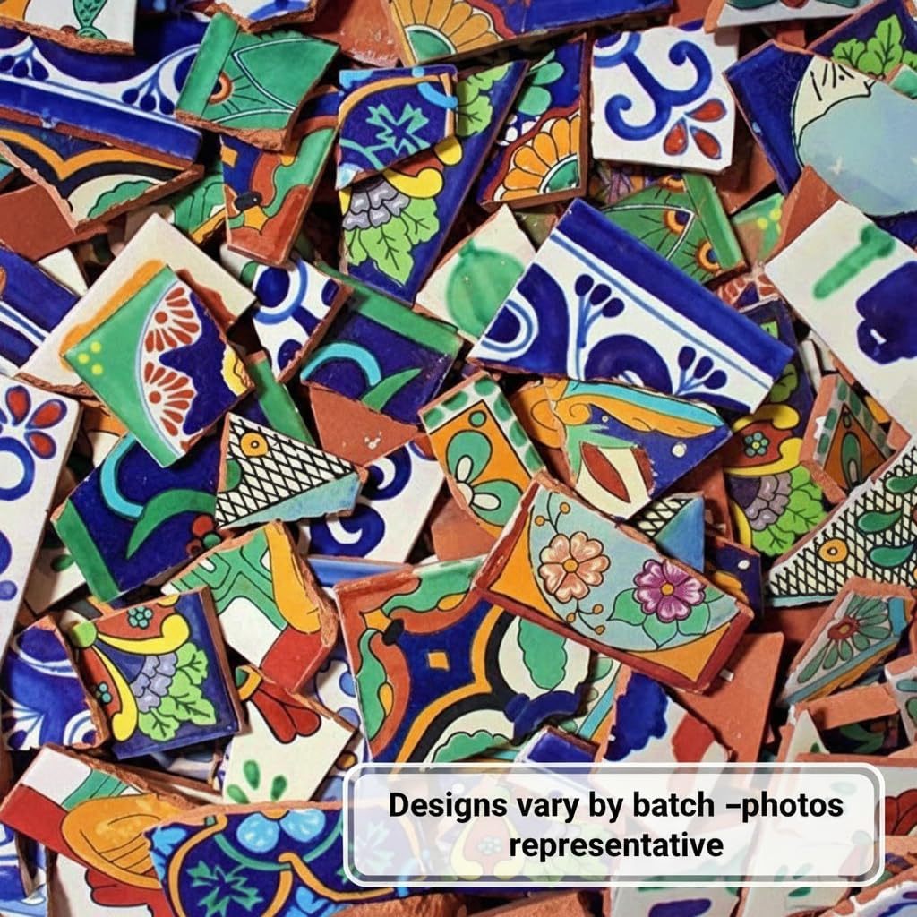 Mextiles broken talavera mix design 2 brightens kitchen backsplashes