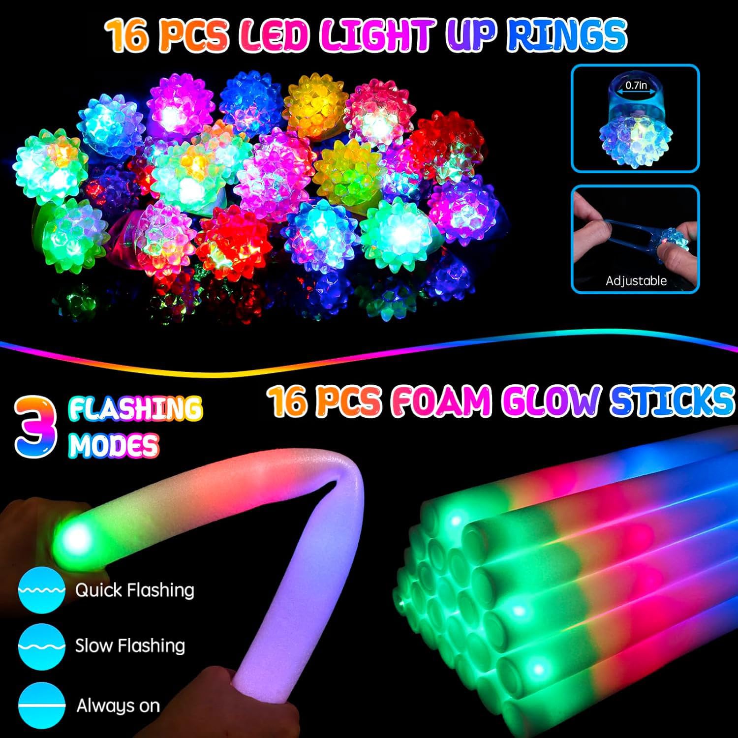 MEZHOBBY LED glasses in neon colors with adjustable flashing modes