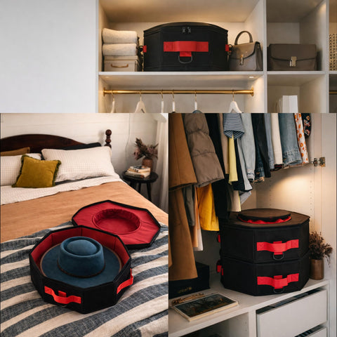 Mezonflex hat box with sturdy carry handle for easy transport