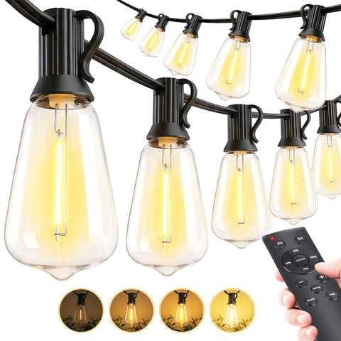 MGVIH outdoor string lights 65ft with remote dimming for cozy patio evenings.