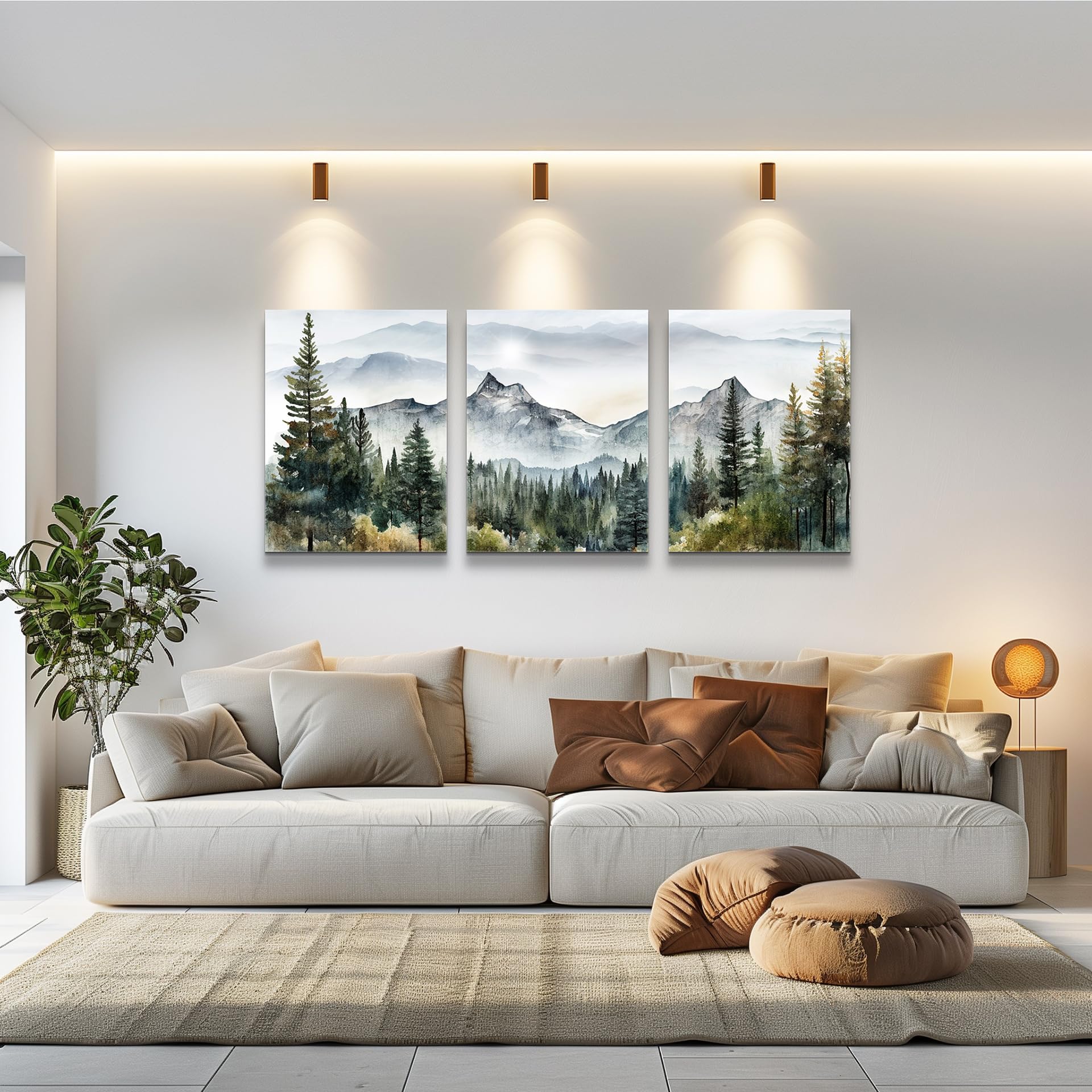 MHARTK66 abstract forest canvas trio enhances bedrooms with calm nature vibes.