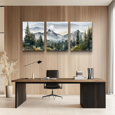 MHARTK66 forest landscape ink painting on wall decor for focal points.