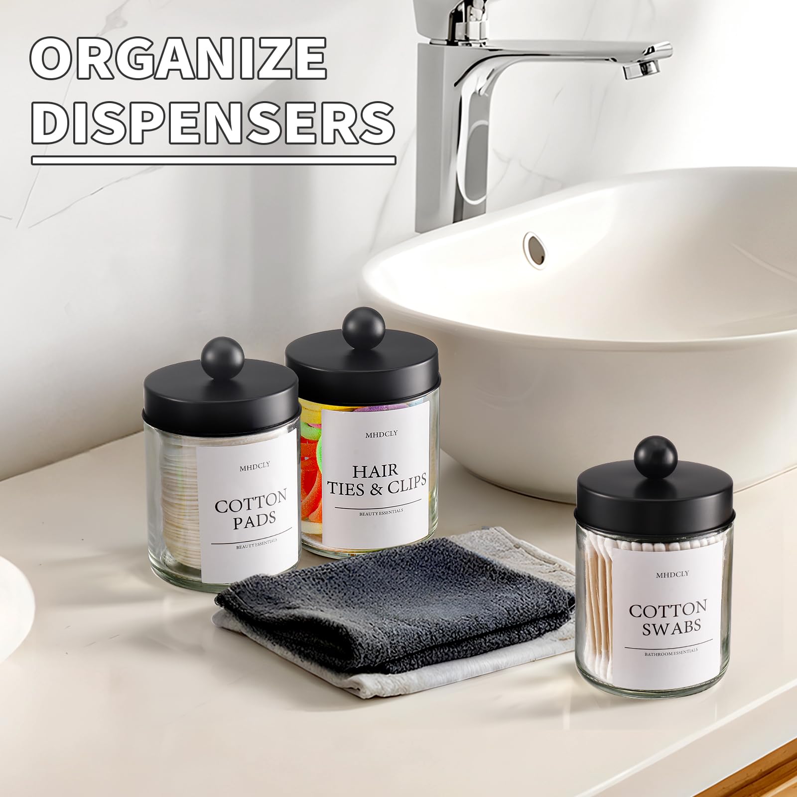 MHDCLY clear apothecary jar for organized bathroom storage