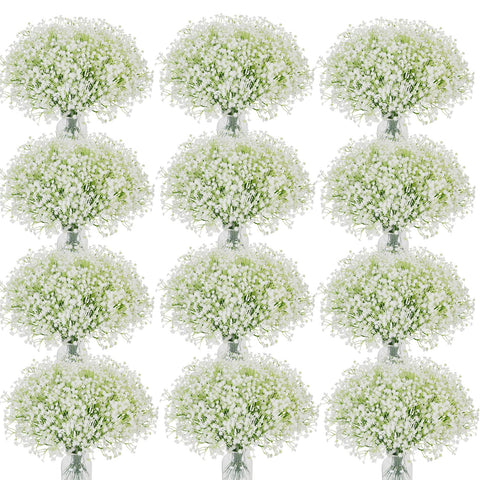 MHMJON white baby's breath bouquet for wedding and home decor