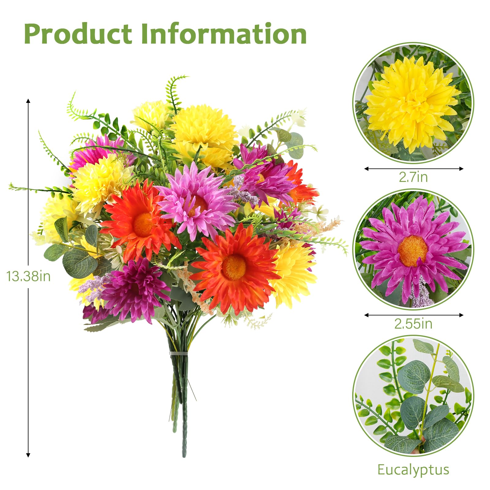 Closeup of MHMJON gerbera daisies showing realistic texture and color