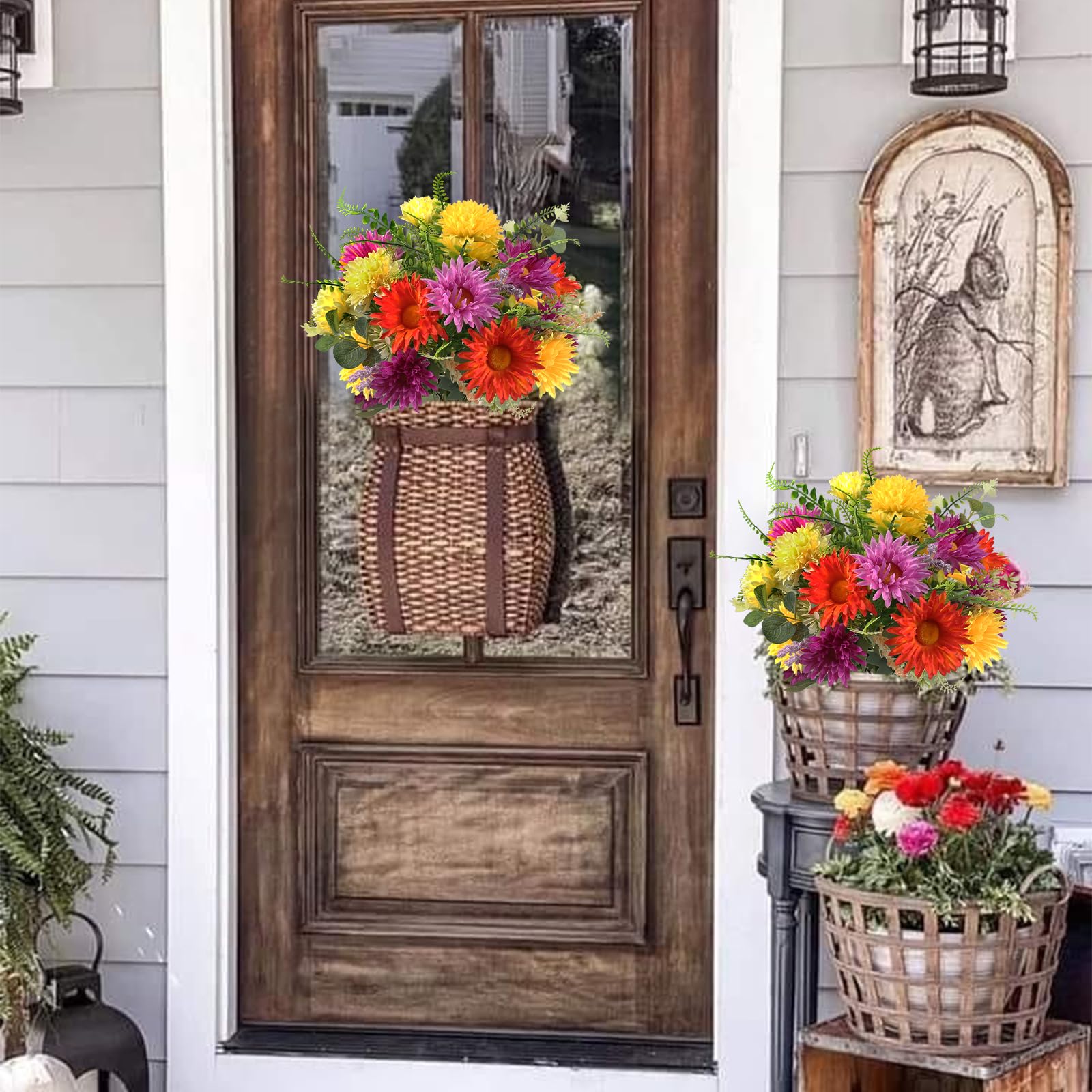 MHMJON artificial yellow mums bloom brightens shelves and tabletops
