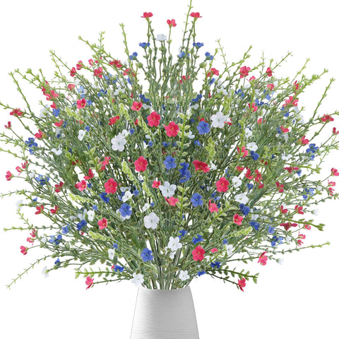 MHMJON red-white-blue bouquet with vivid silk petals for Fourth of July centerpieces