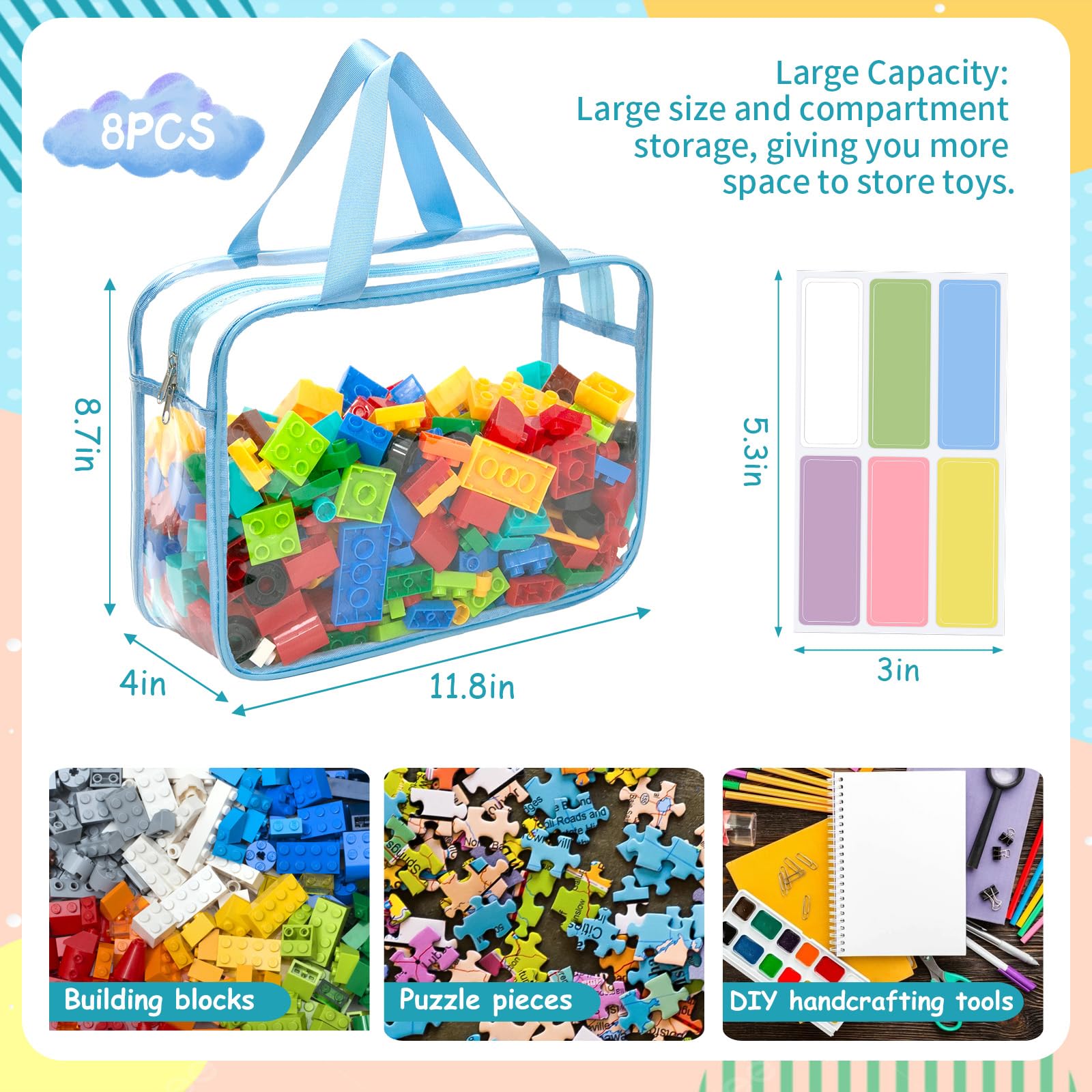 Mhtdet transparent bag with handle is ideal for kids to carry books and toys