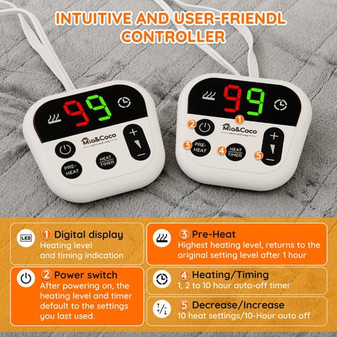 Mia&Coco blanket controller with LED display for easy viewing.