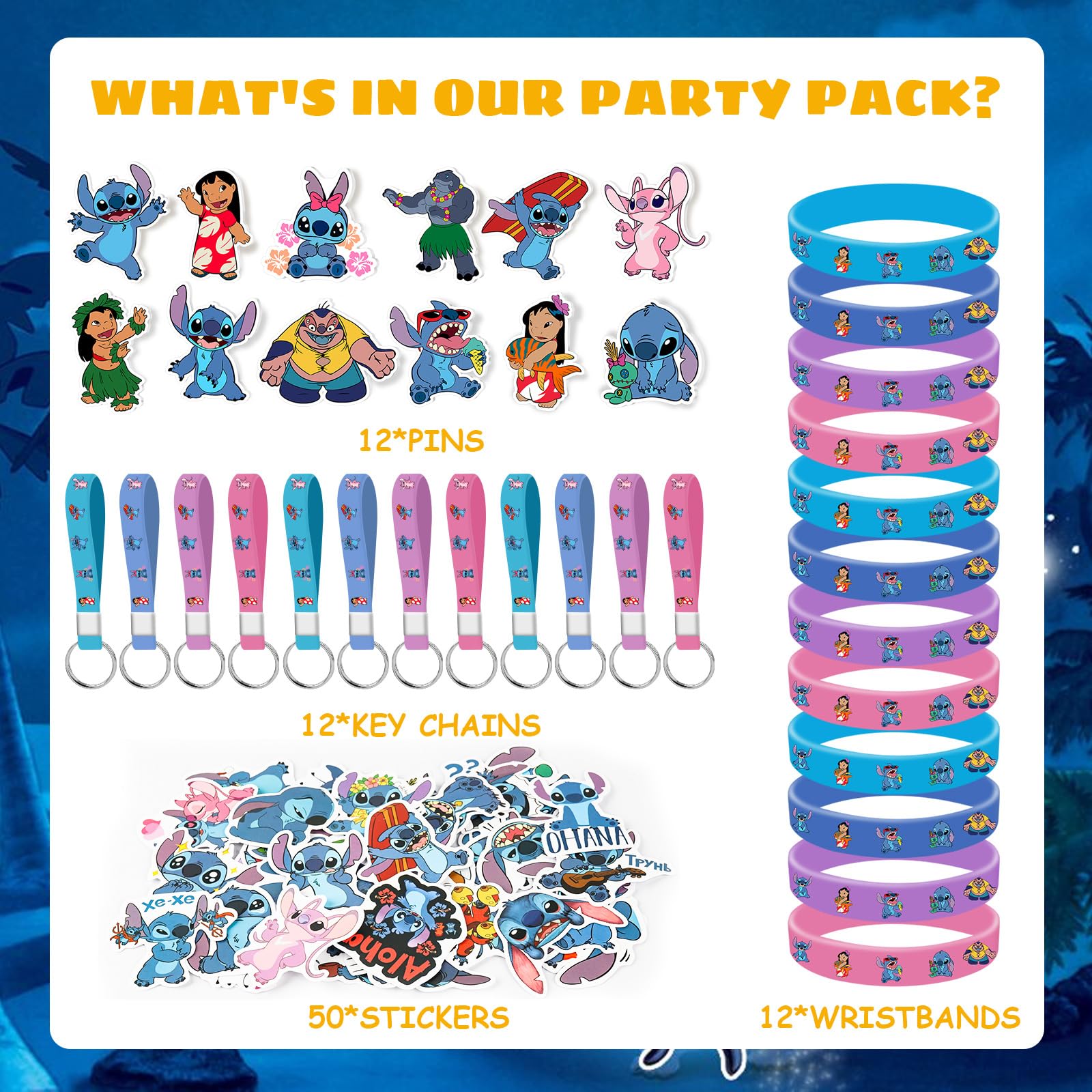 MIAHOME Stitch gifts set, 86pcs, variety designs for Stitch-themed celebrations.