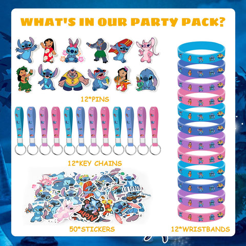MIAHOME Stitch gifts set, 86pcs, variety designs for Stitch-themed celebrations.