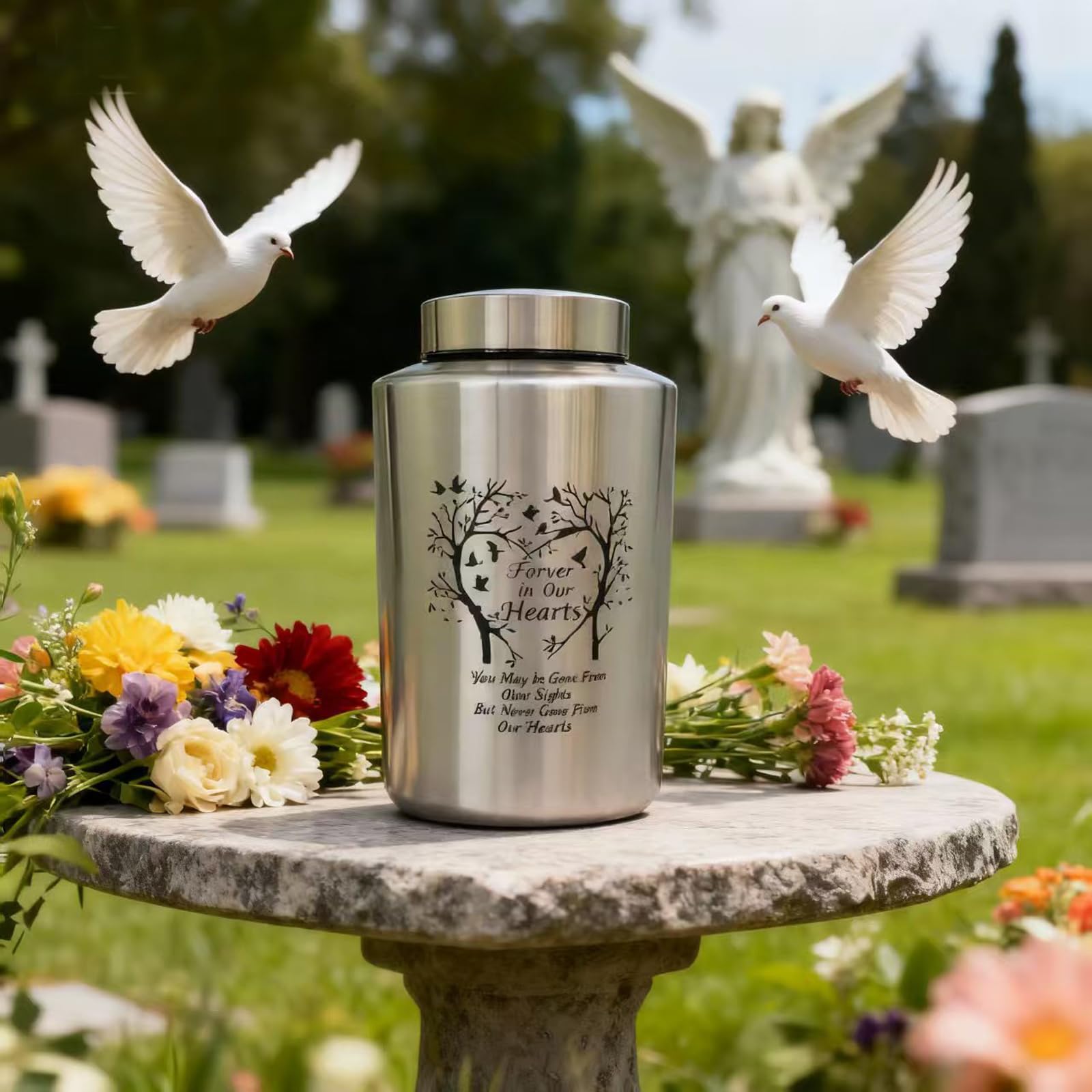 Mianachilu urn features a secure screw-top lid for safe filling.