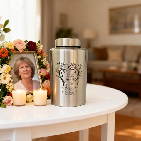 Mianachilu urn includes waterproof seal to protect ashes.